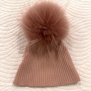 6 months baby winter hat with extra fuzzy Pom Pom